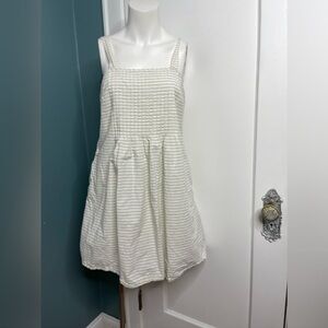 Madewell Pintuck White Striped Dress
